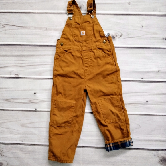Carhartt Camel Brown Flannel Lined Bib 